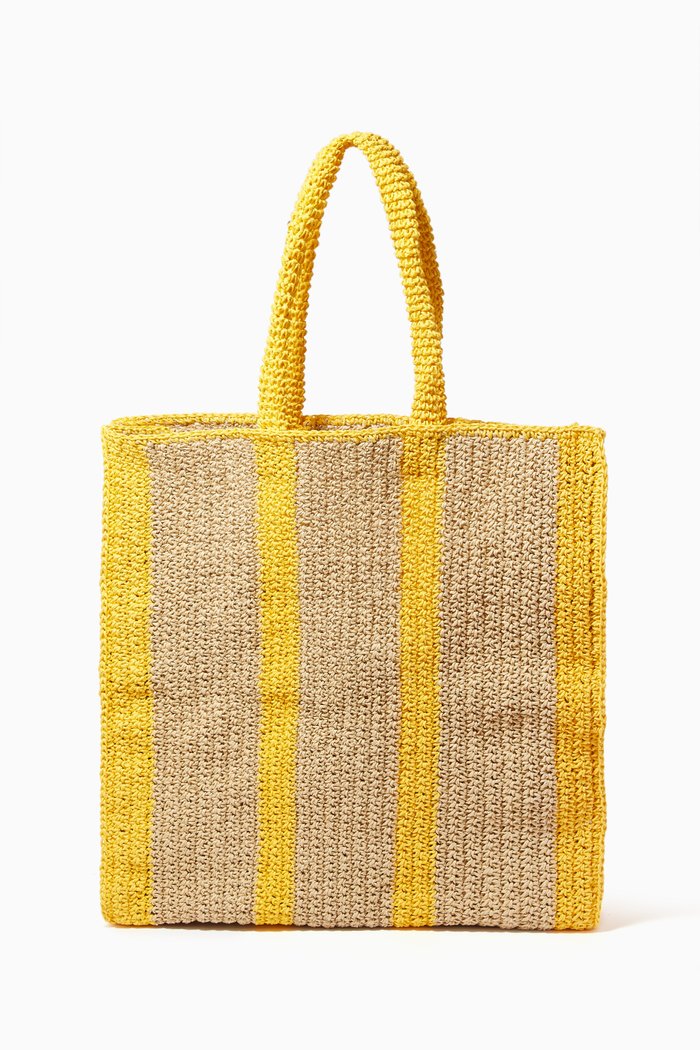 

Large Striped Tote Bag in Paper Yarn, Yellow