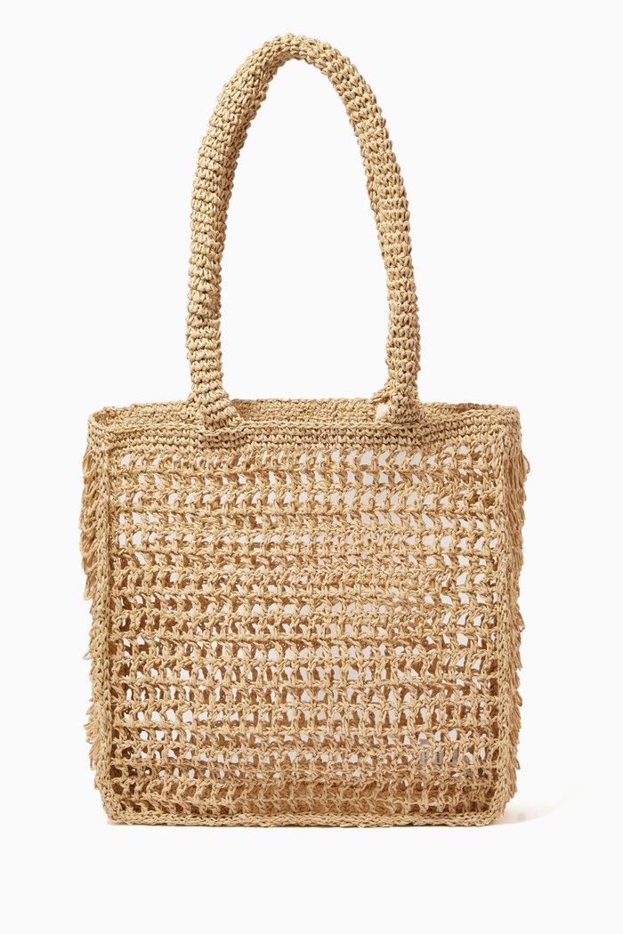 

Tasseled Tote Bag in Paper Crochet, Neutral