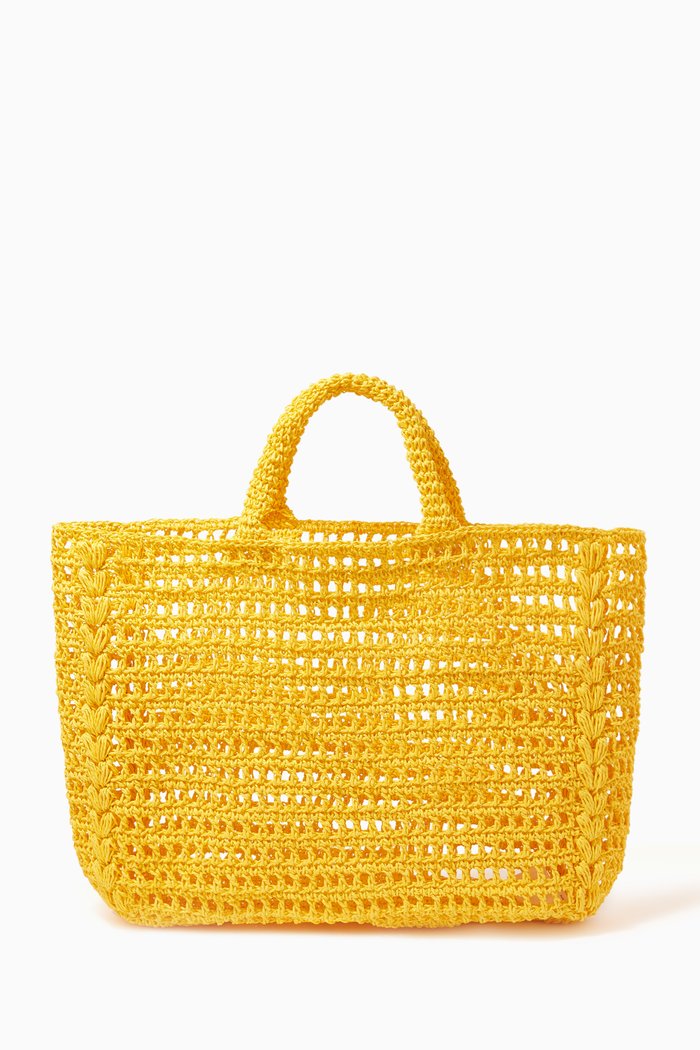 

Large Daily Tote in Hand Crochet Paper, Yellow