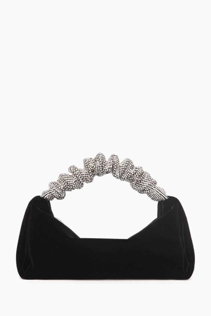 

Scrunchie Mini Bag in Velvet with Crystals, Black