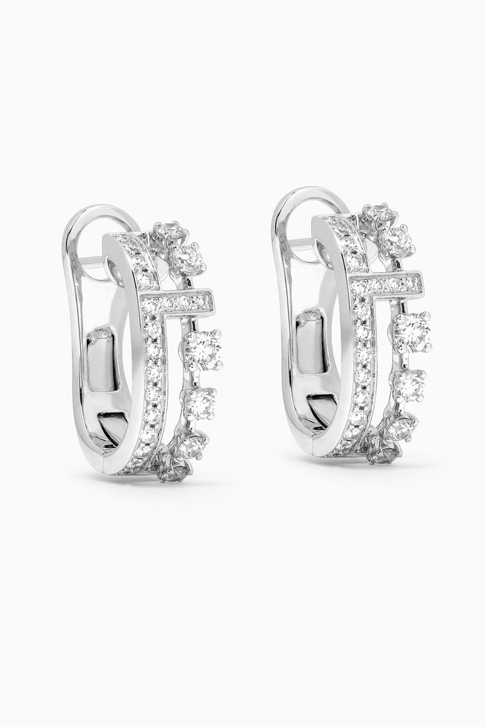 

Avenues Diamond Hoop Earrings in 18kt White Gold, Silver