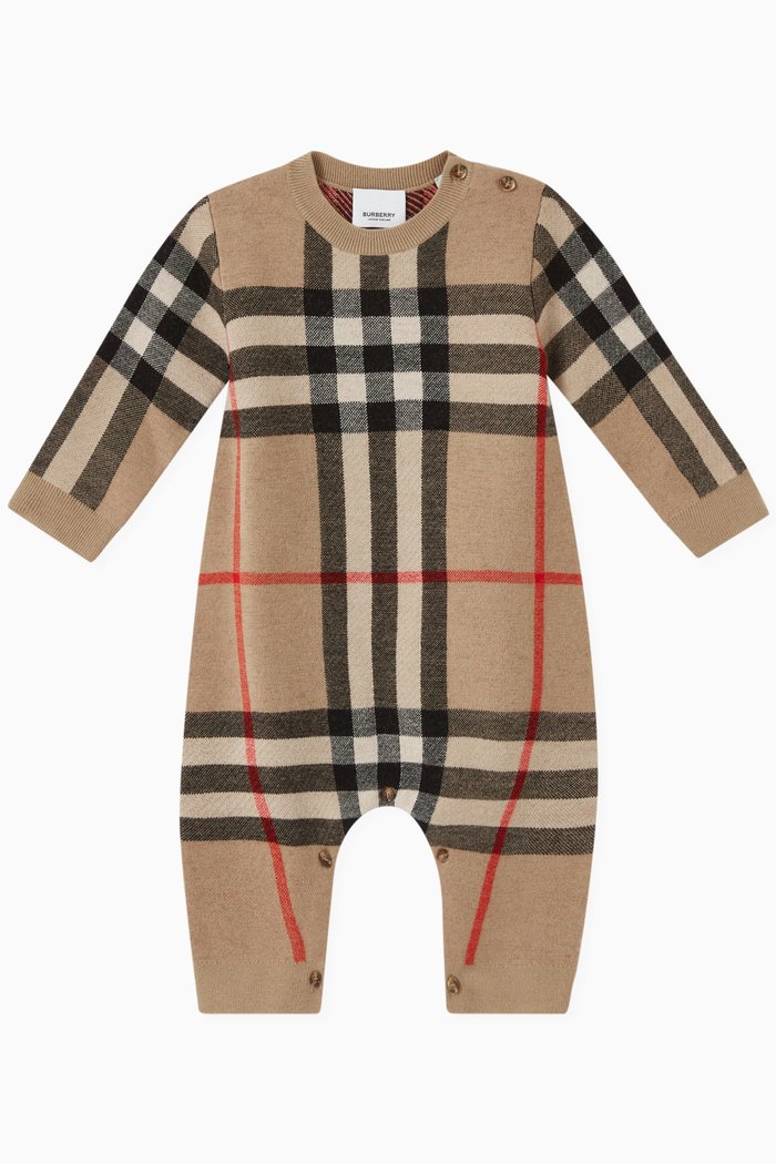 

Vintage Check Romper in Wool Blend, Neutral