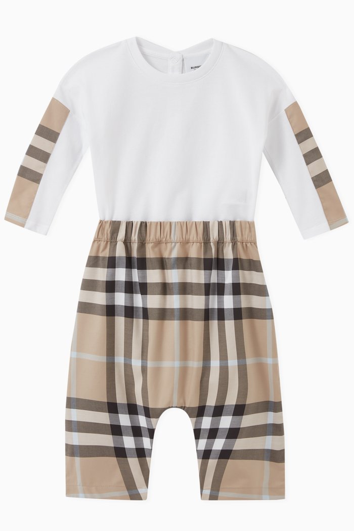 

Vintage Check Bodysuit & Shorts Set in Cotton, Neutral