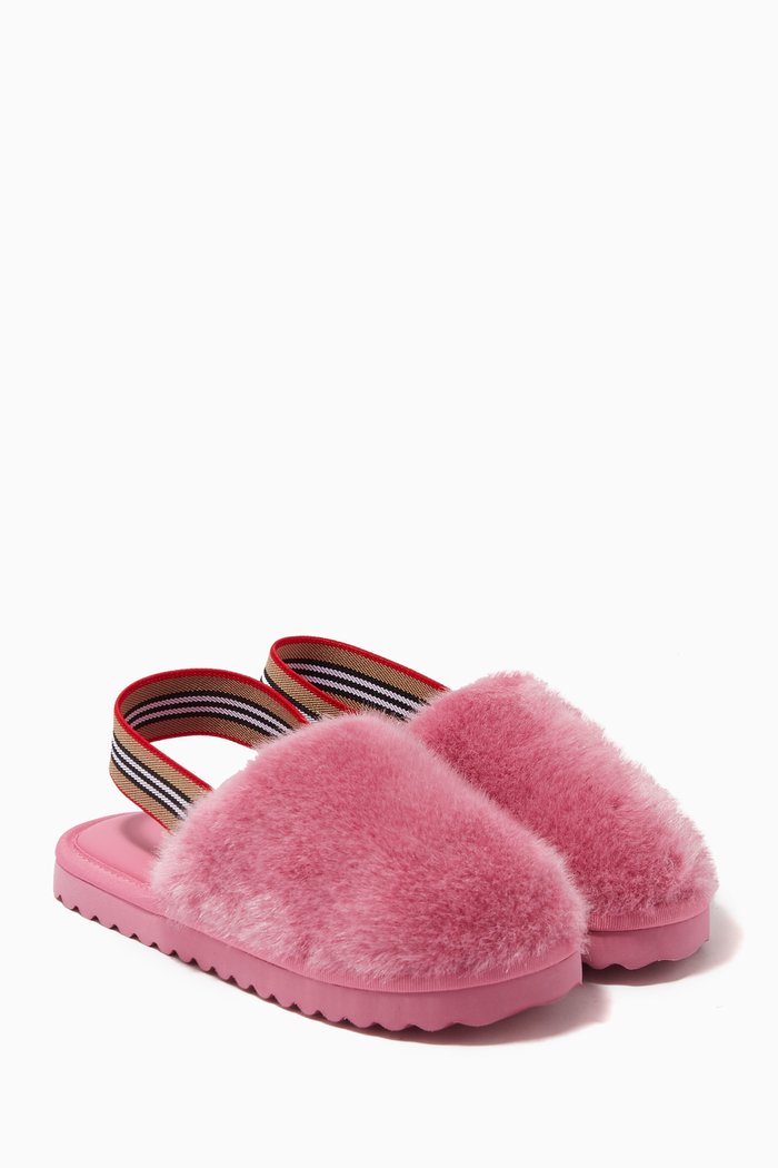 

Icon Stripe Sandals in Faux Fur, Pink