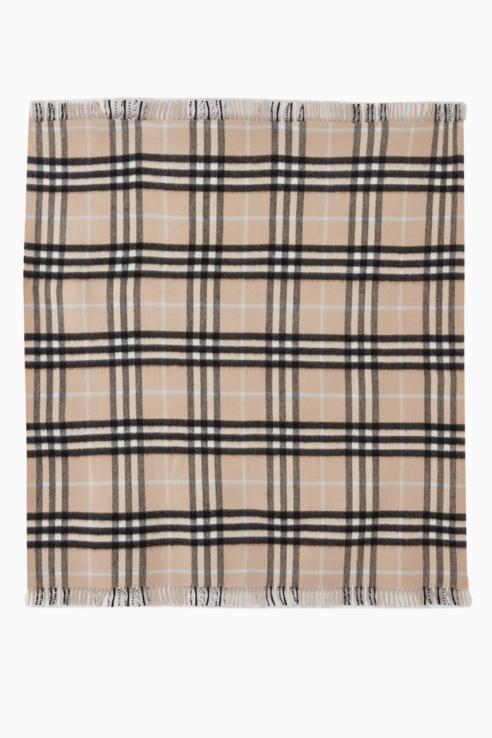 

Heritage Check Baby Blanket in Cashmere-blend, Neutral