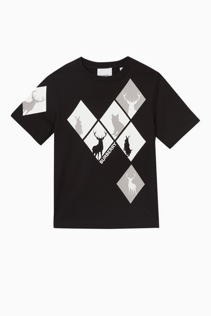

Graphic Print T-shirt in Cotton, Black