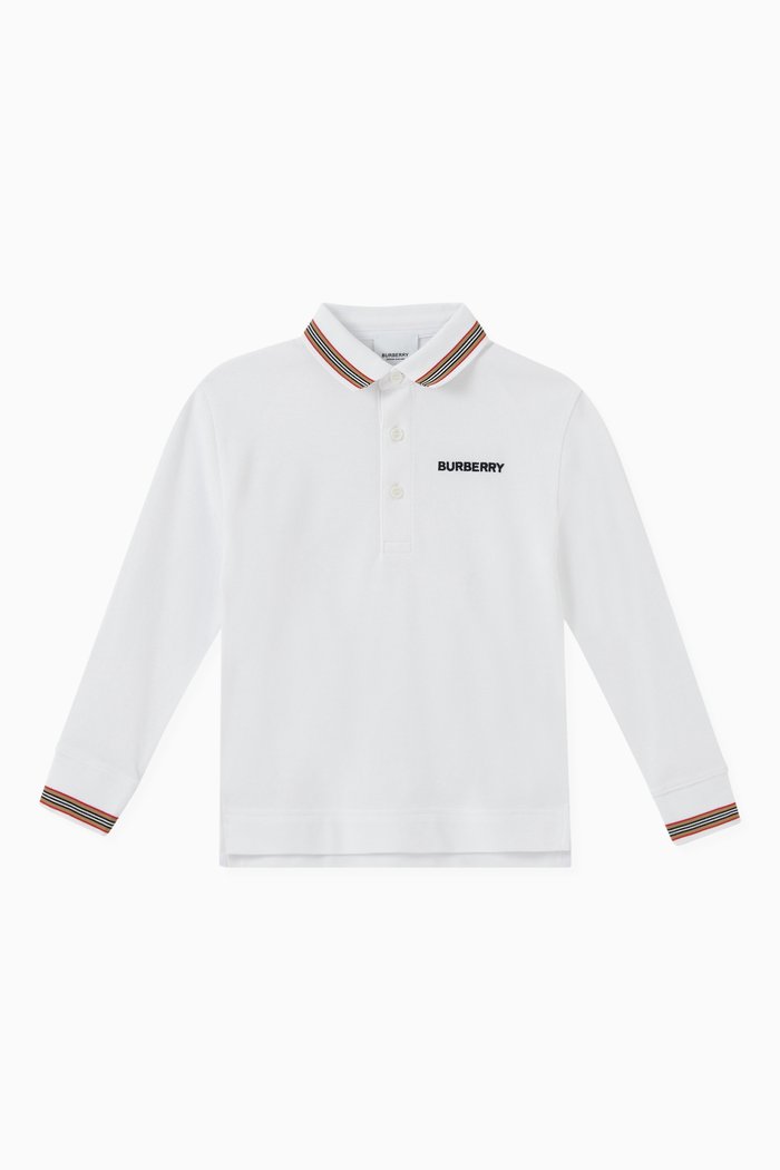 

Icon Stripe Polo Shirt in Cotton Piqué, White