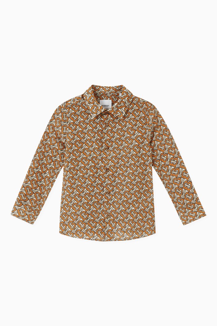 

Monogram Print Shirt in Cotton, Orange