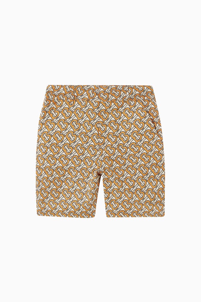 

Monogram Print Shorts in Cotton, Orange