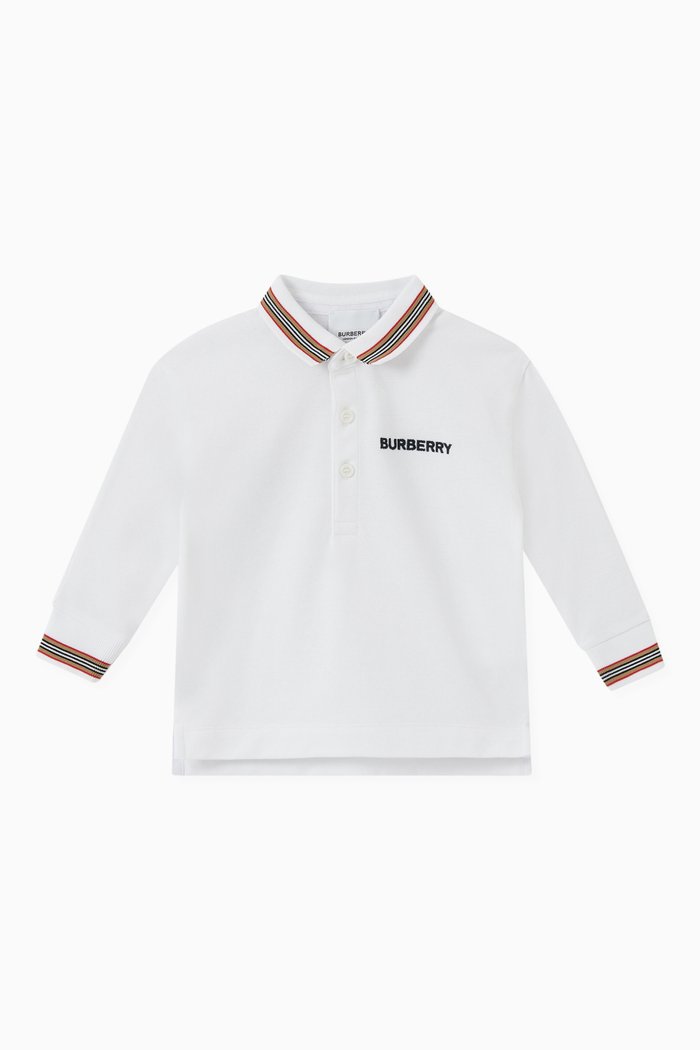 

Icon Stripe Polo Shirt in Cotton Piqué, White