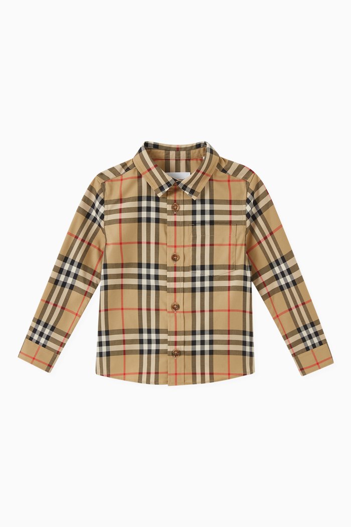 

Vintage Check Shirt in Stretch-cotton, Neutral