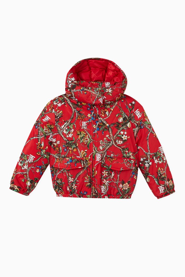 

Hooded Puffer Jacket in Nylon, Red