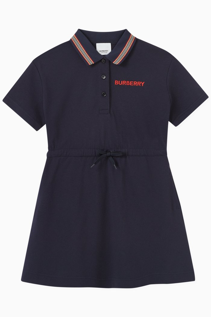 Icon Stripe Polo Shirt Dress in Cotton Piqué, Blue