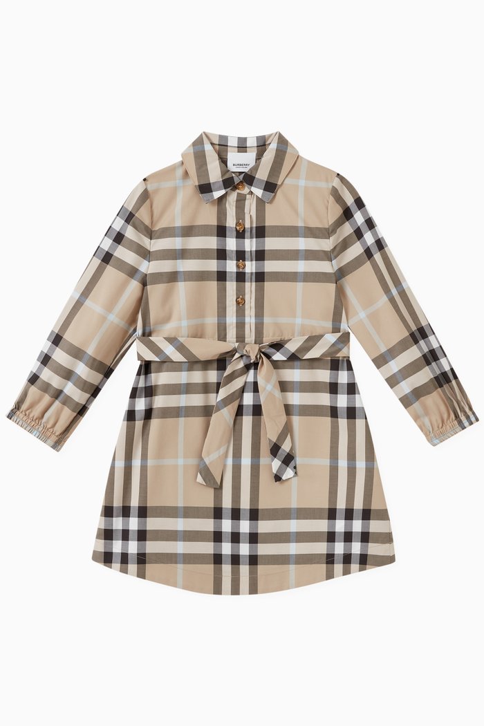 

Ivy Vintage Check Dress in Cotton, Neutral