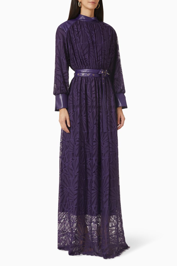 

Belted Floral Maxi Dress, Purple