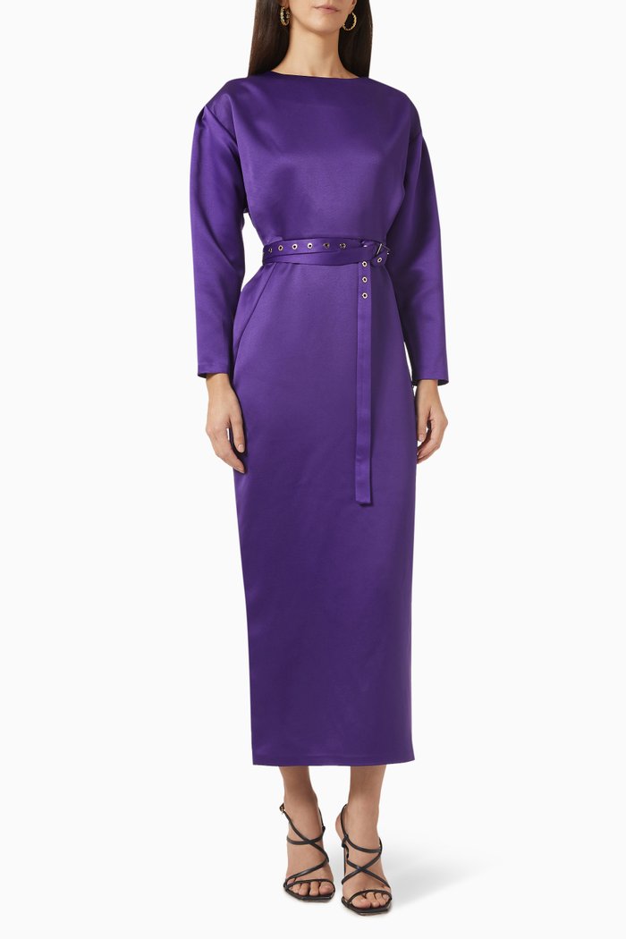 

Belted Midi Dress, Purple