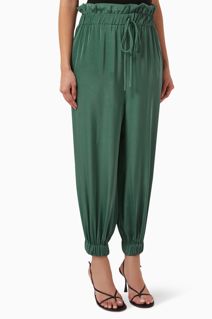 

High-waist Harem Pants, Green