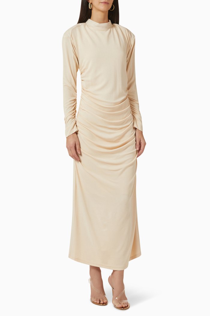 

Draped Midi Dress, Neutral