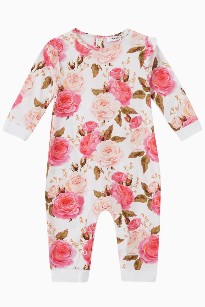 

Floral Print Romper in Cotton, Pink