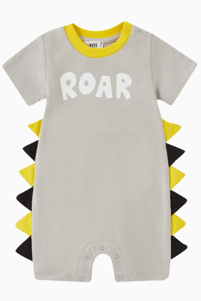 

Roar Print Romper in Cotton, Grey