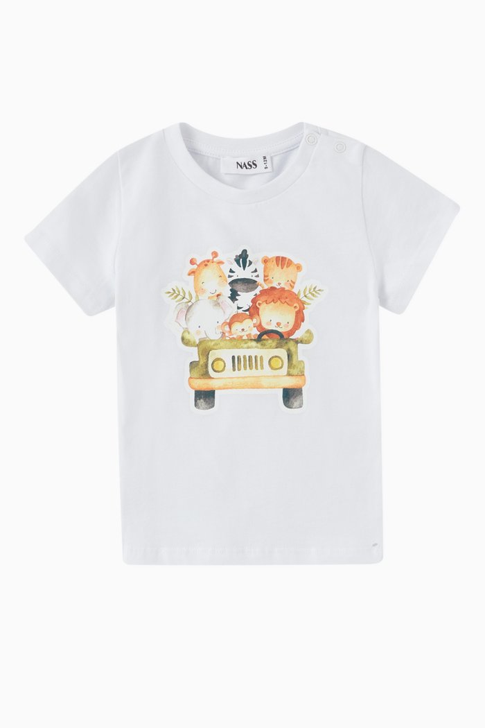 Graphic Print T-shirt in Cotton, White