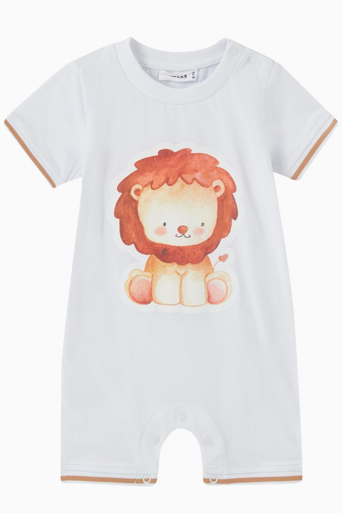 

Lion Print Romper in Cotton, White