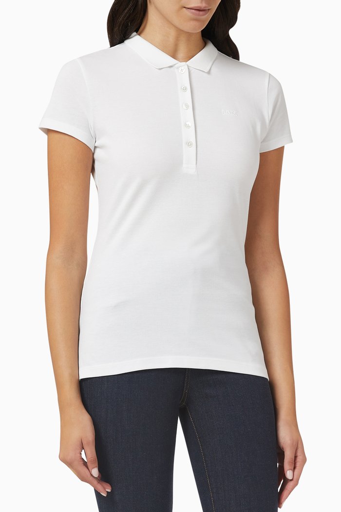 

Embroidered-logo Polo Top, White