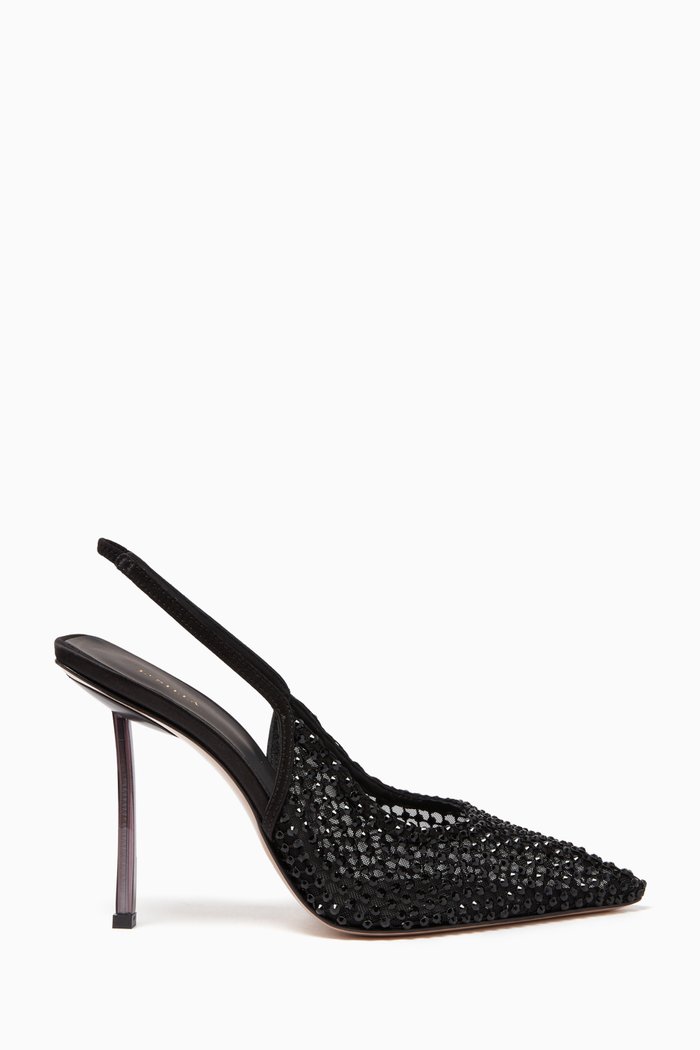 

Gilda Slingback 100 Pumps in Crystal-embellished Mesh, Black