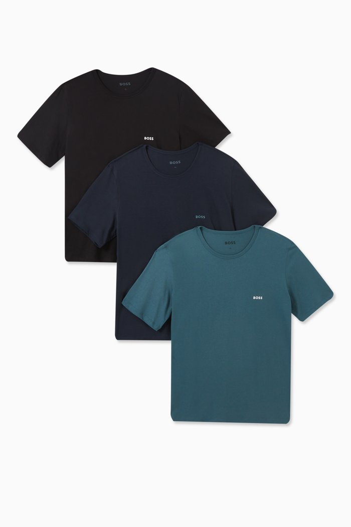 Logo T-shirt in Cotton Jersey, Set of 3, Multicolour
