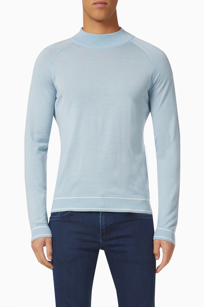 Favino Sweater in Wool Lyocell, Blue