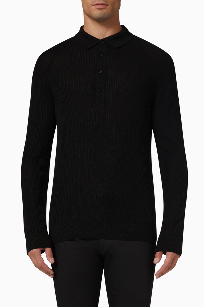 

Polo Sweater in Wool, Black
