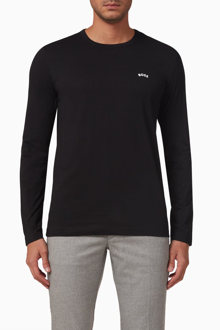 

Curved Logo T-shirt in Pure Cotton, Black