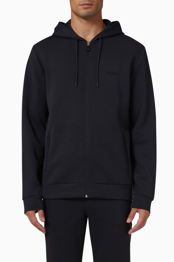 

Logo Hoodie in Cotton Blend, Blue