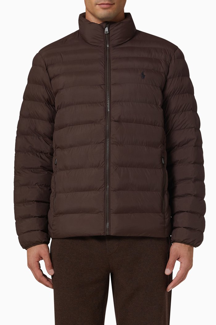

Packable Jacket in Recycled Nylon, Brown