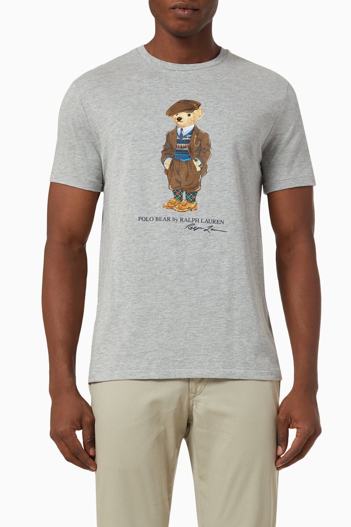 

Custom Slim-fit Polo Bear T-Shirt in Cotton-jersey, Grey