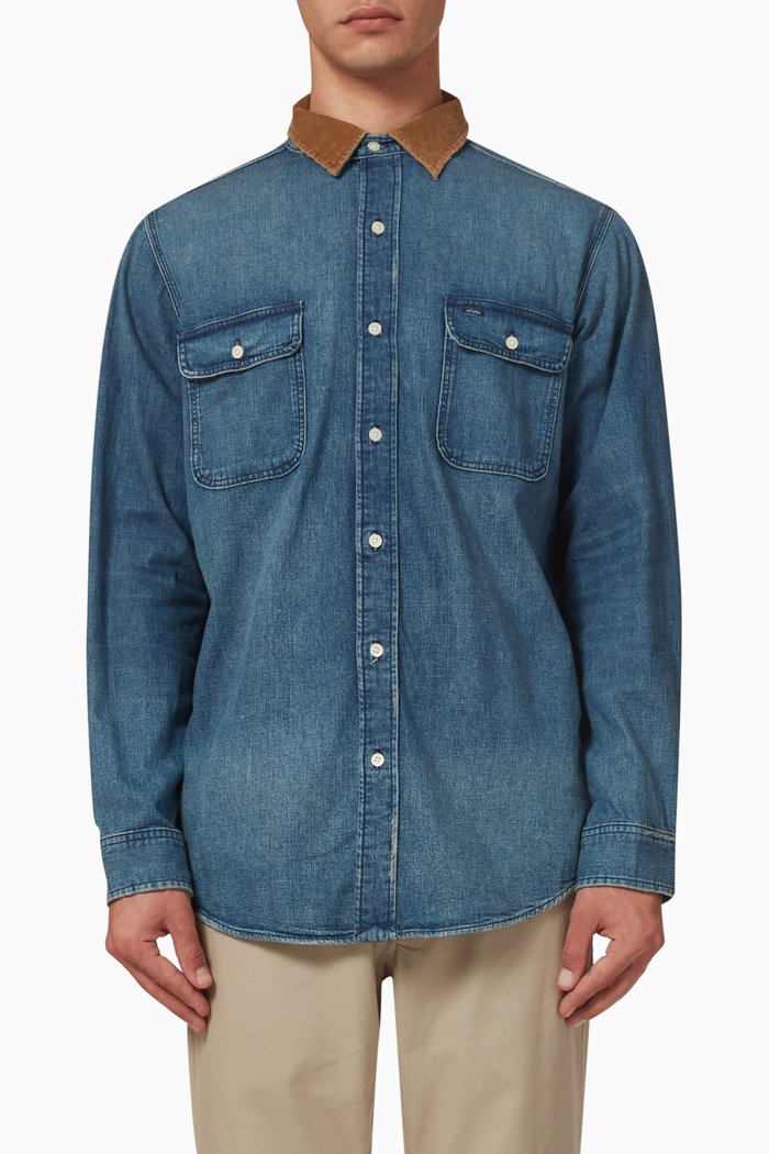 

Vintage Collared Shirt in Cotton, Blue