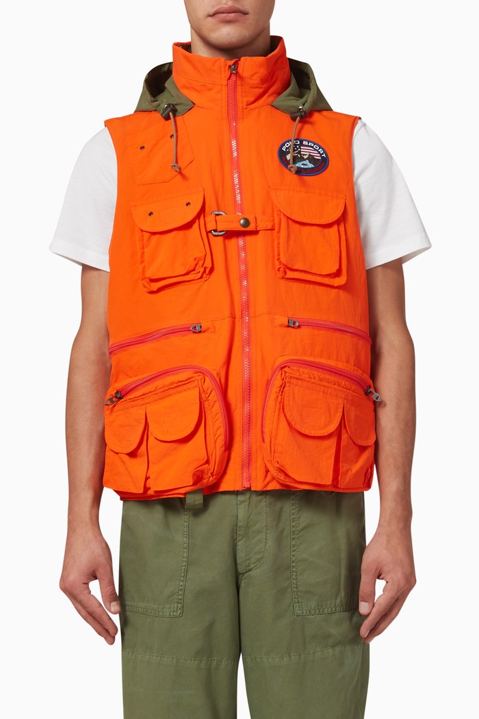 

Hi-tech Logo Vest Jacket in Recycled Nylon, Orange