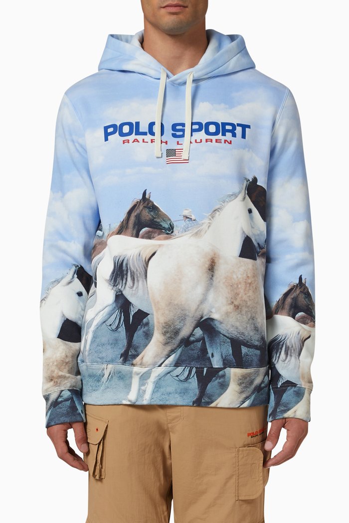

Horse Print Hoodie in Cotton-blend, Multicolour