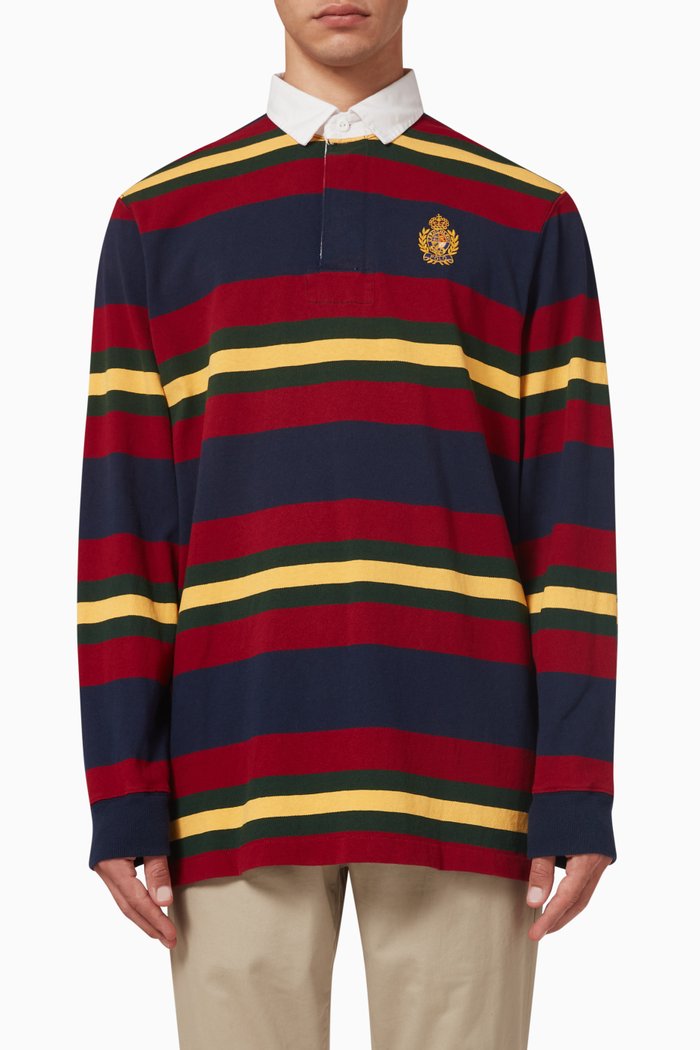 

Crest Embroidered Polo Shirt in Cotton, Blue