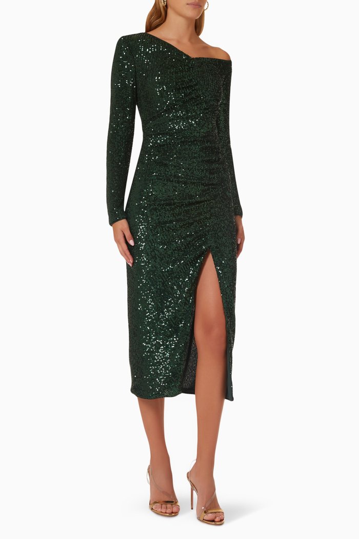 

Sequin Midi Dress, Green