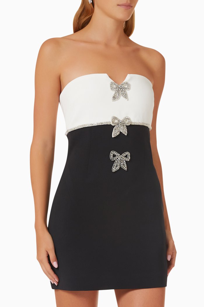 

Bow Mini Dress in Crepe, White