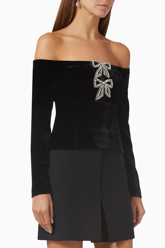 

Velvet Bow Top, Black