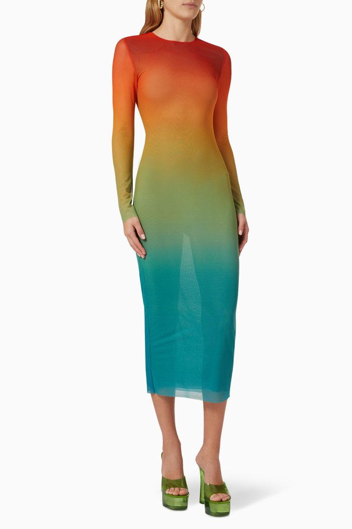 

Ombre Midi Dress in Mesh, Multicolour