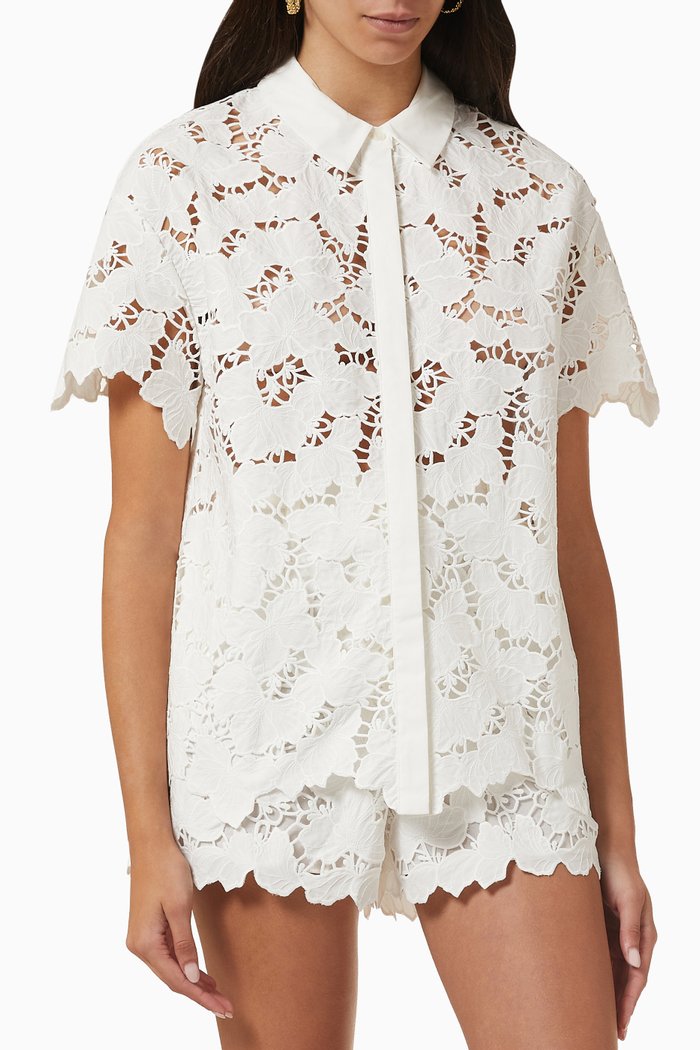 Long Shirt in Cotton-lace, White