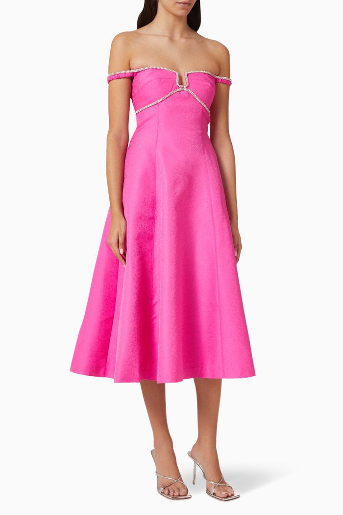 

Diamante Trim Midi Dress, Pink