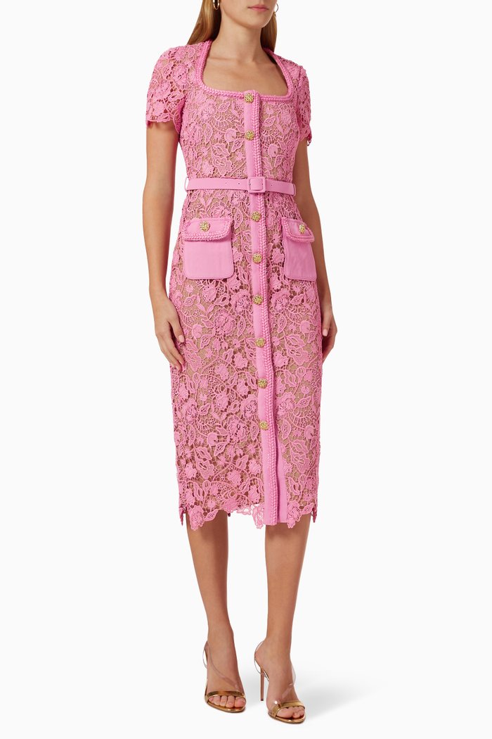 

Midi Dress in Giupure-lace, Pink