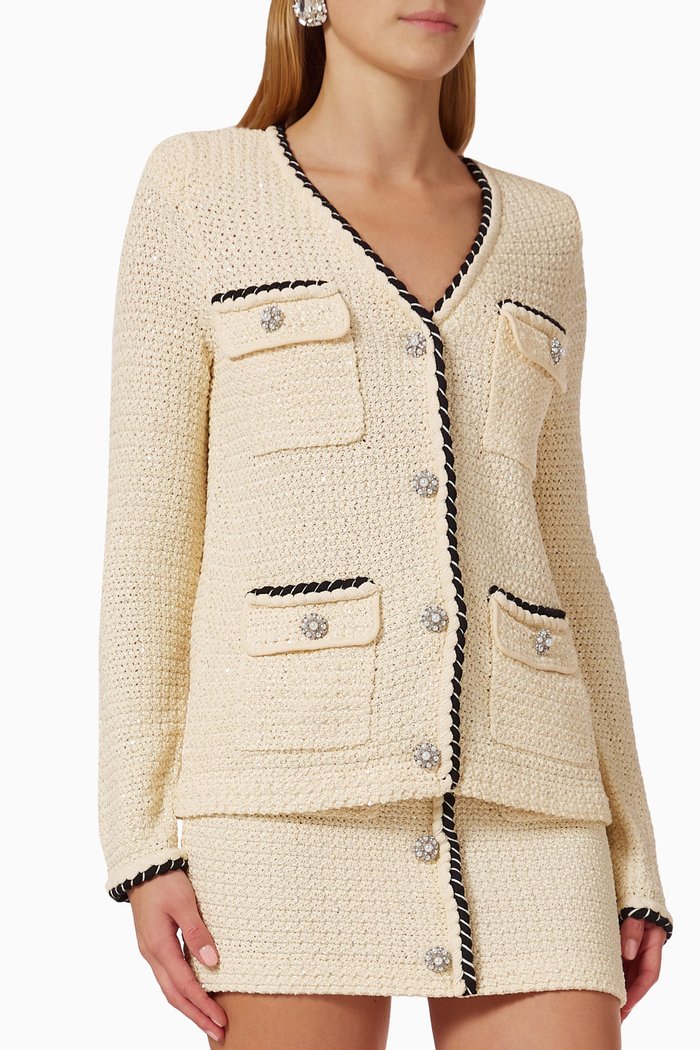 

Sequin Knit Cardigan, Neutral