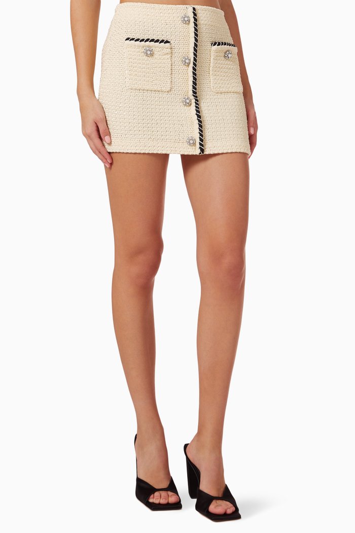 

Sequin Knit Mini Skirt, Neutral
