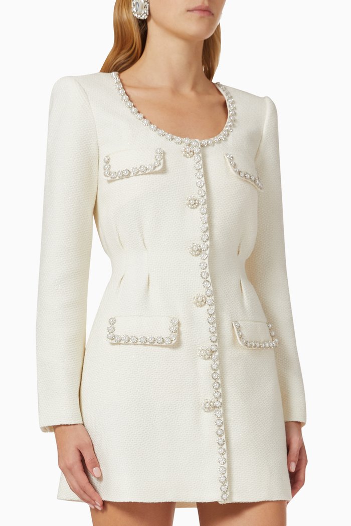 

Tailored Mini Dress in Boucle-wool, Neutral