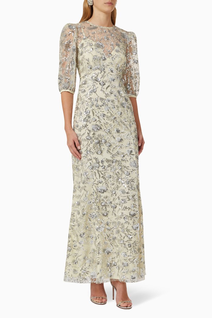 

Maxi Dress in Sequin-tulle, Neutral